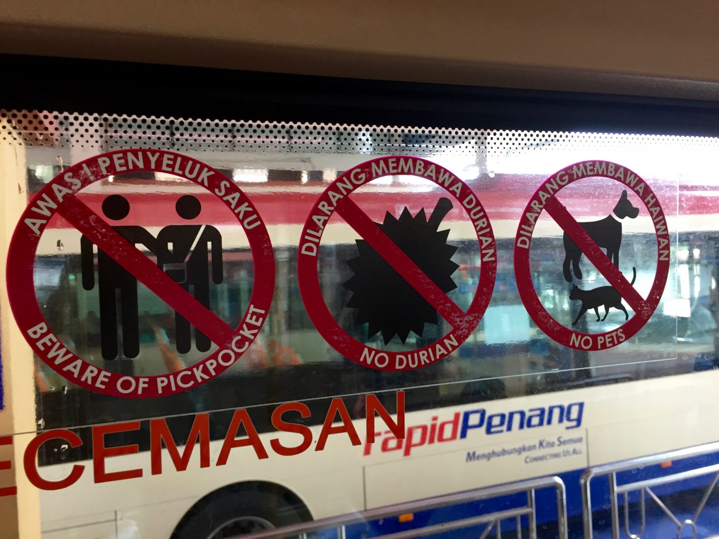 No Durian sign on Penang bus