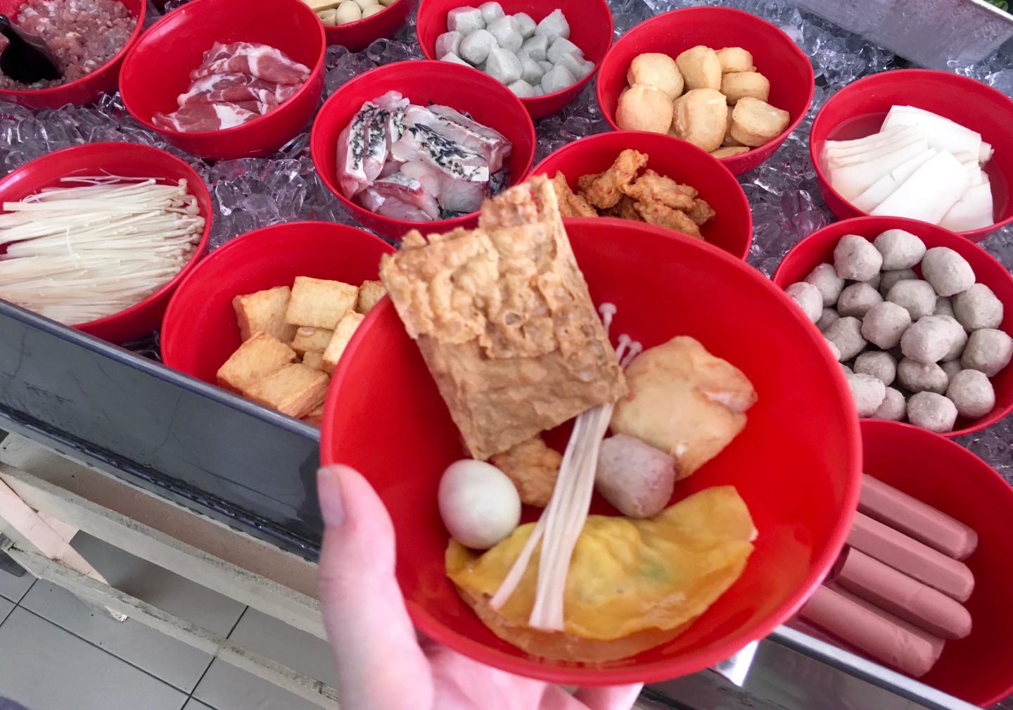 Choosing our ingredients for Fried Laksa in Penang