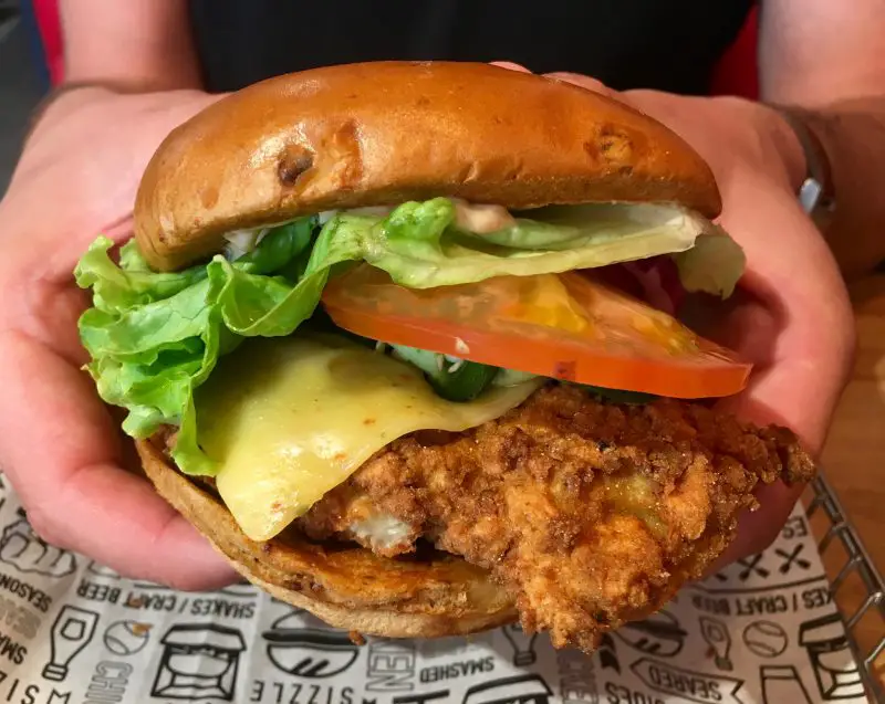 chicken burger at smash burger