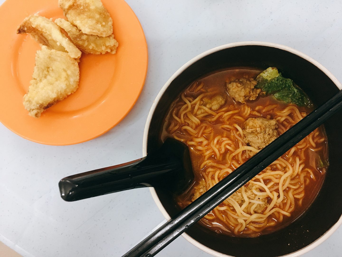 Delicious Tom Yam with Fried dumplings