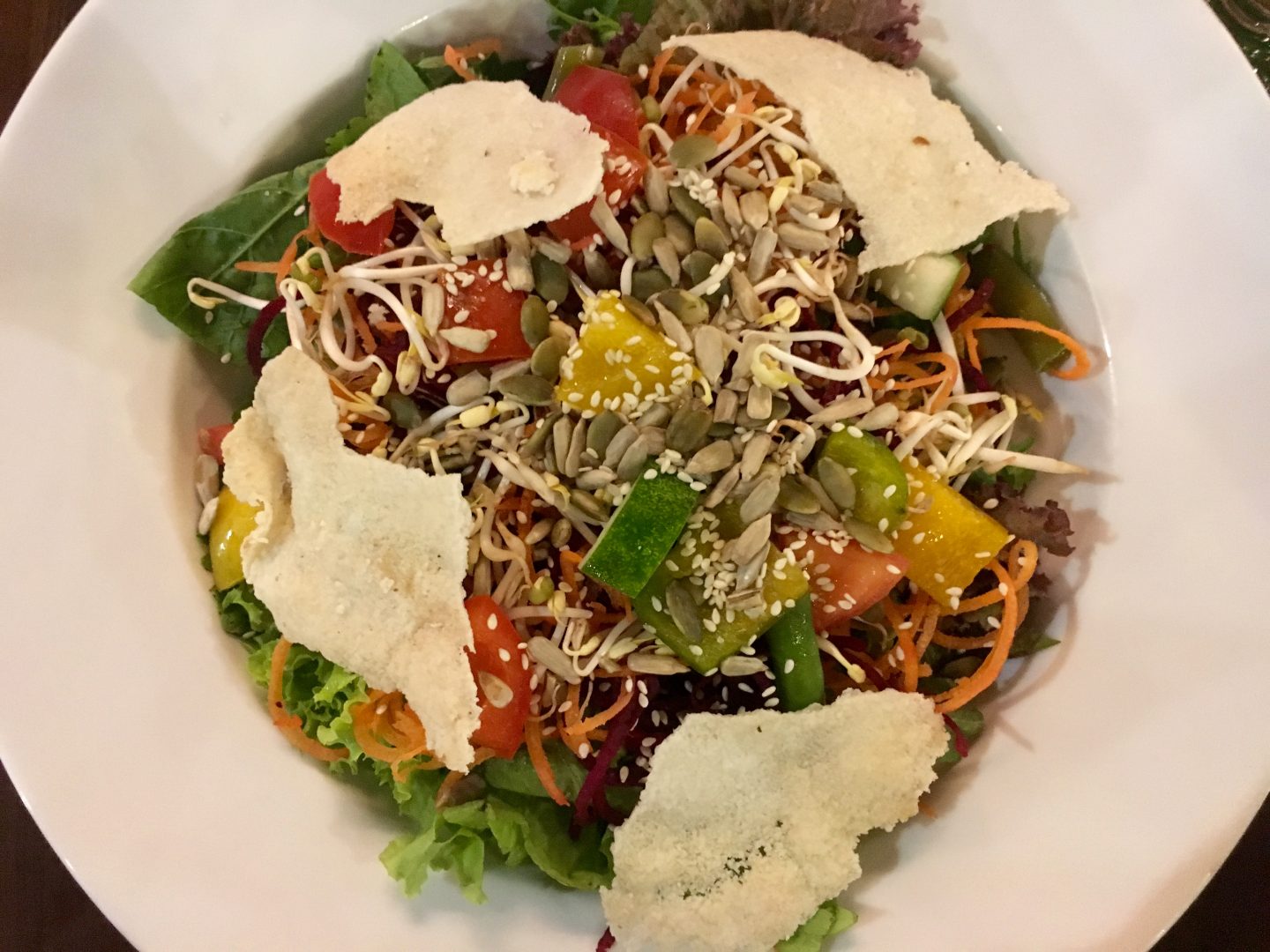 superfood salad jam-packed with seeds, bean sprouts and peppers.