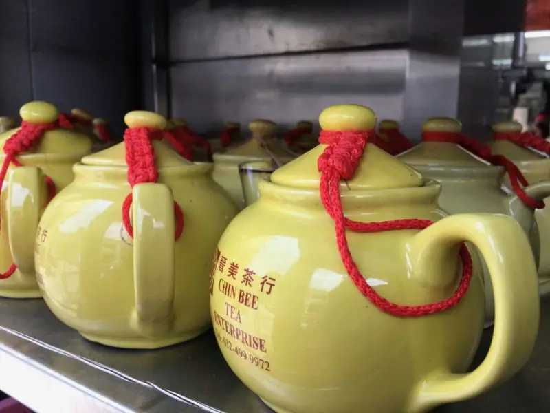 Yellow Yum Cha Teapots lined up