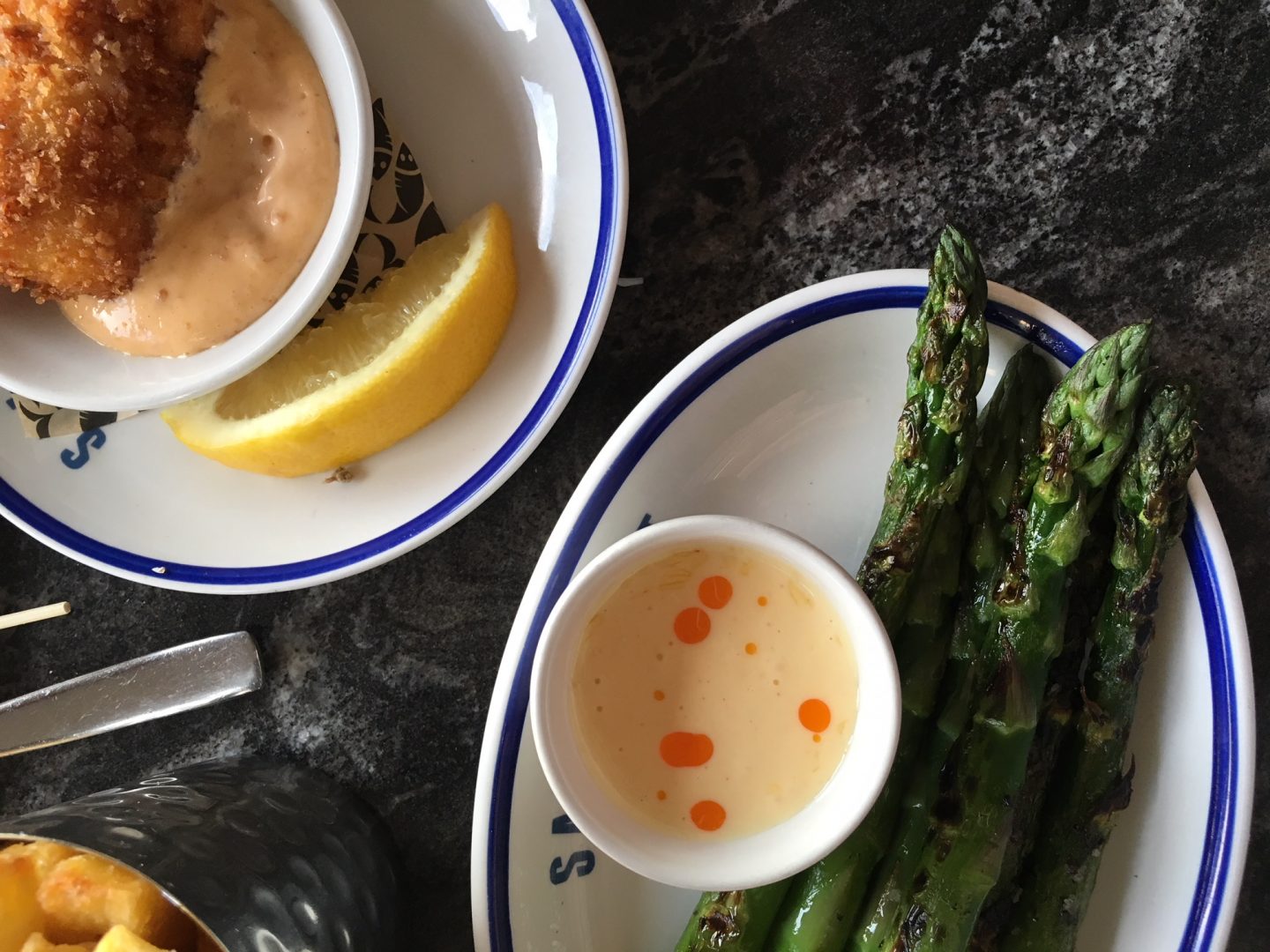 Crispy Cod Cheek and Asparagus Dishes at Salt and Malt