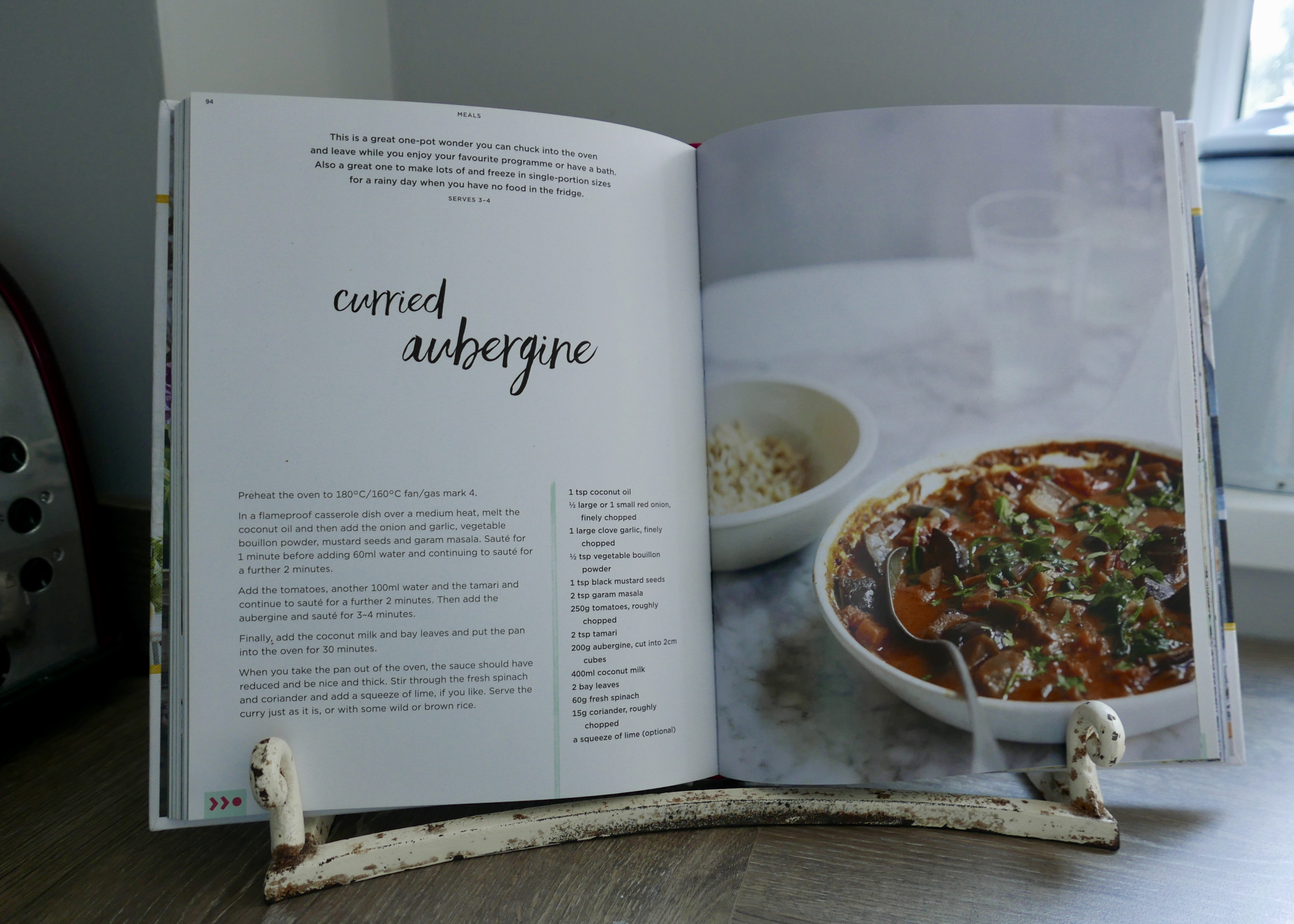 The Honestly Healthy Cookbook - Curried Aubergine Recipe