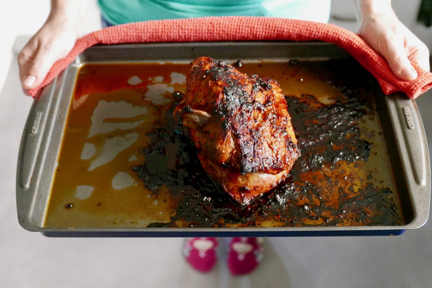 Korean style welsh lamb shoulder straight out of the oven