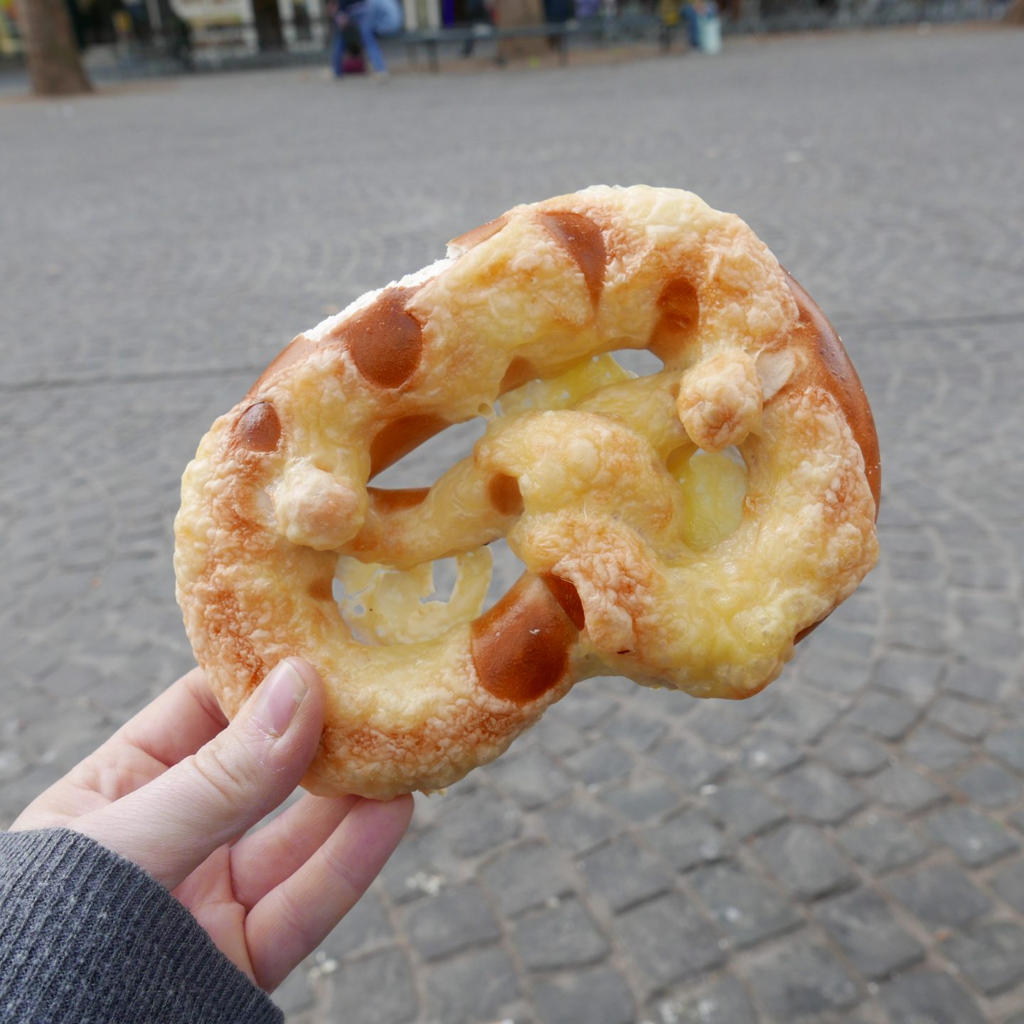 Cheese covered pretzel