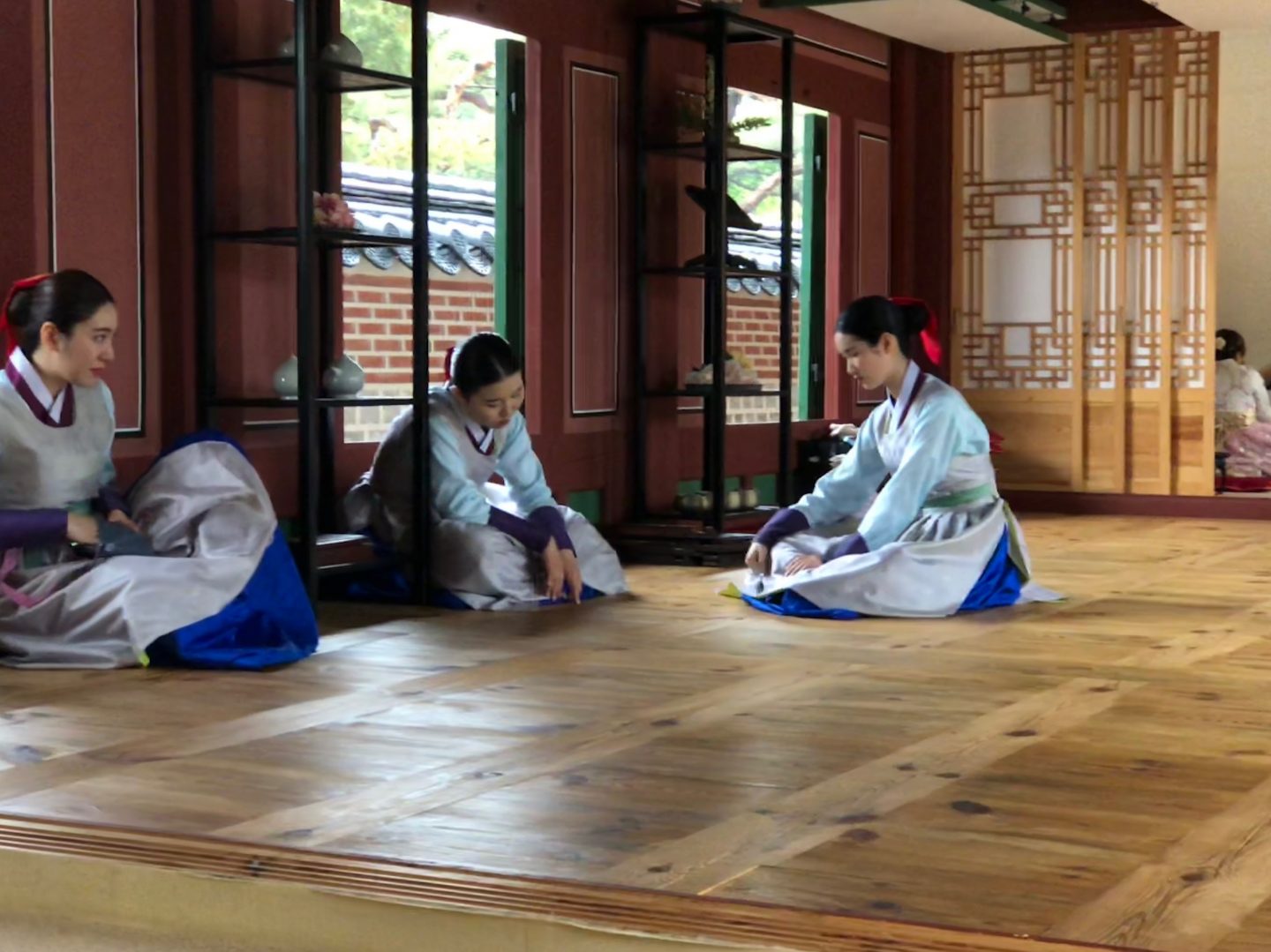 Ladies having tea at the royal palace in Seoul