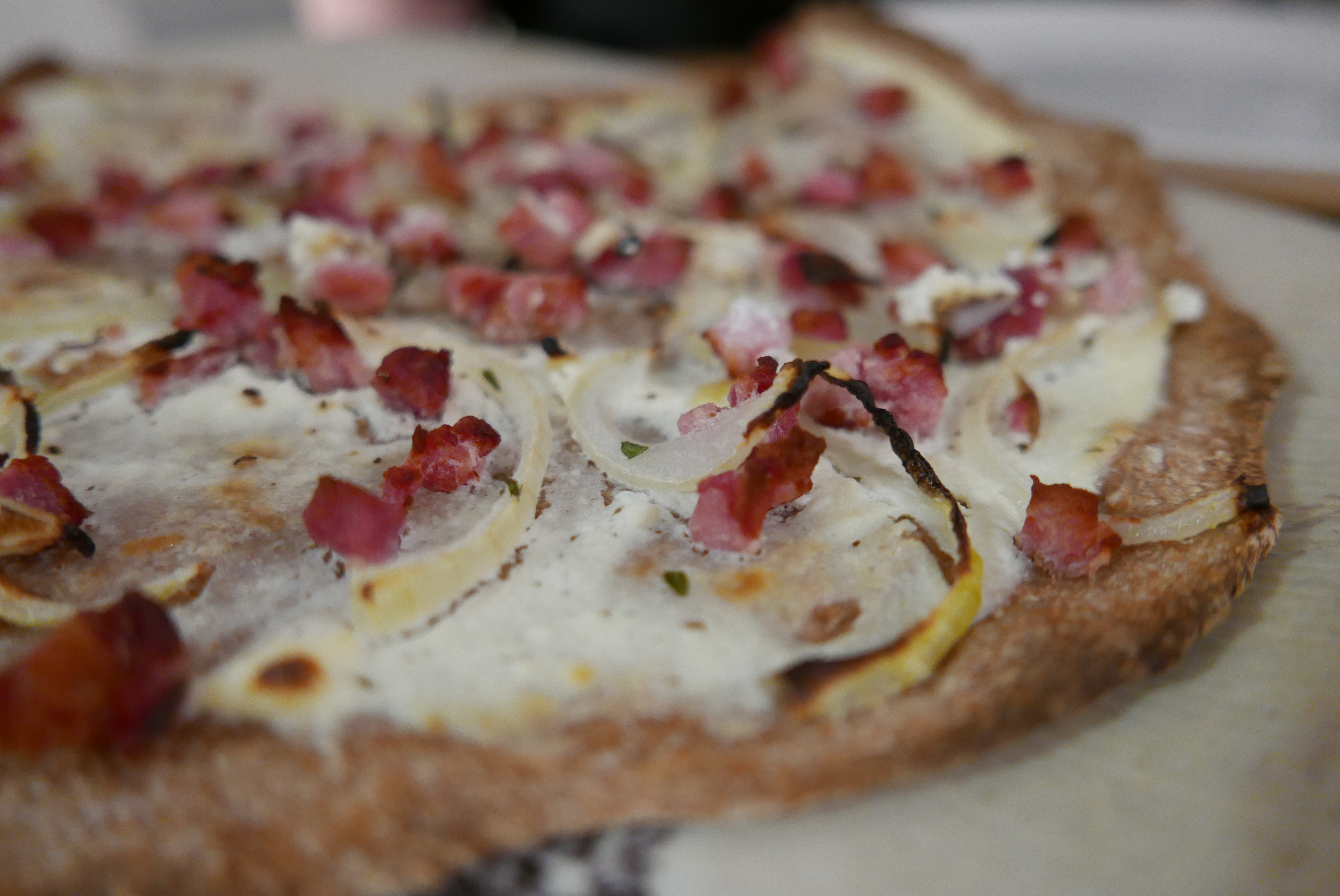 Homemade wholewheat flammkuchen