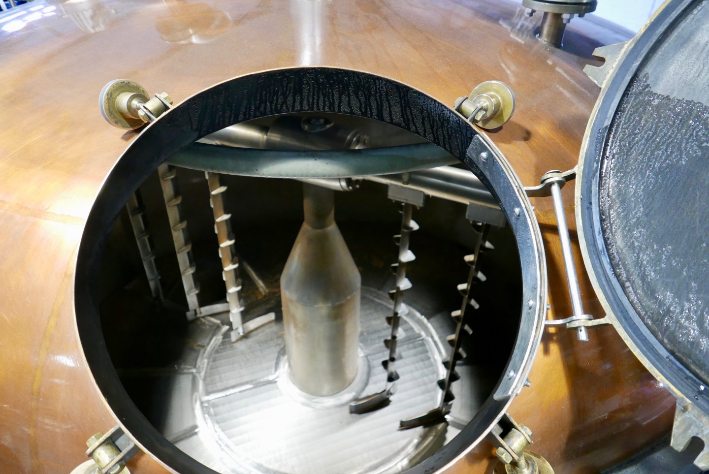 Looking inside a copper still