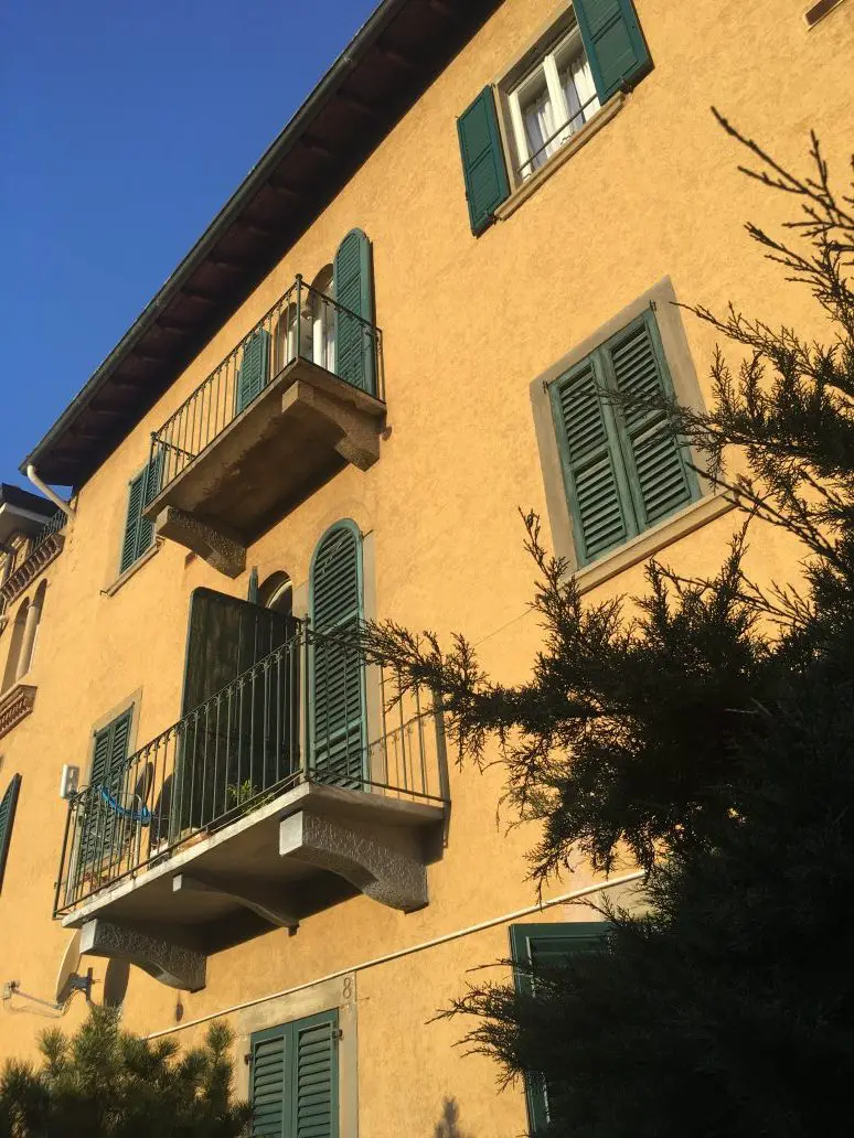 Blue skies outside our pretty airbnb in Bergamo