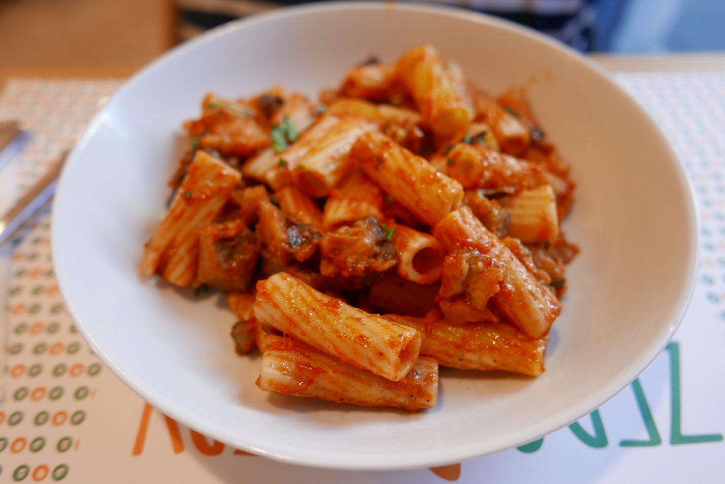 Pasta Alla Norma at Zero Bakery in Bergamo