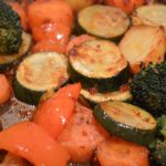 Pink mojo chicken and harissa roast vegetables