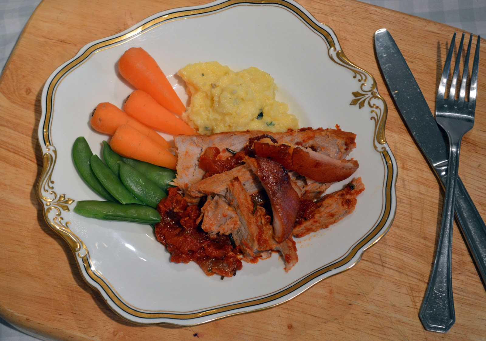 Slow cooked pork with sage polenta