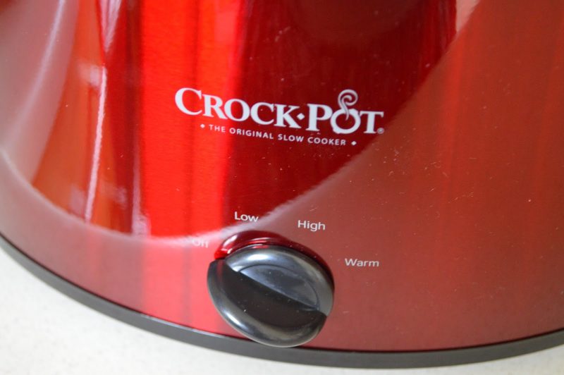 Bright red crock pot slow cooker