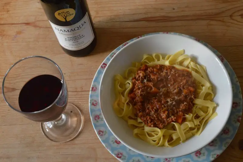 Slow cooked beef ragu with tagliatelle and red wine