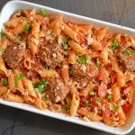 Meatball & Red Pepper Pasta Bake