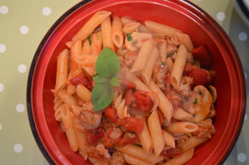 Budget Friendly Cooking Sausage and Mushroom penne pasta