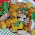 Chinese pumpkin & chicken stir fry with chilli & basil