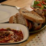 Baked feta with roasted red pepper and tomato