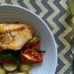 Heirloom tomato and cod one pot with chorizo & kale