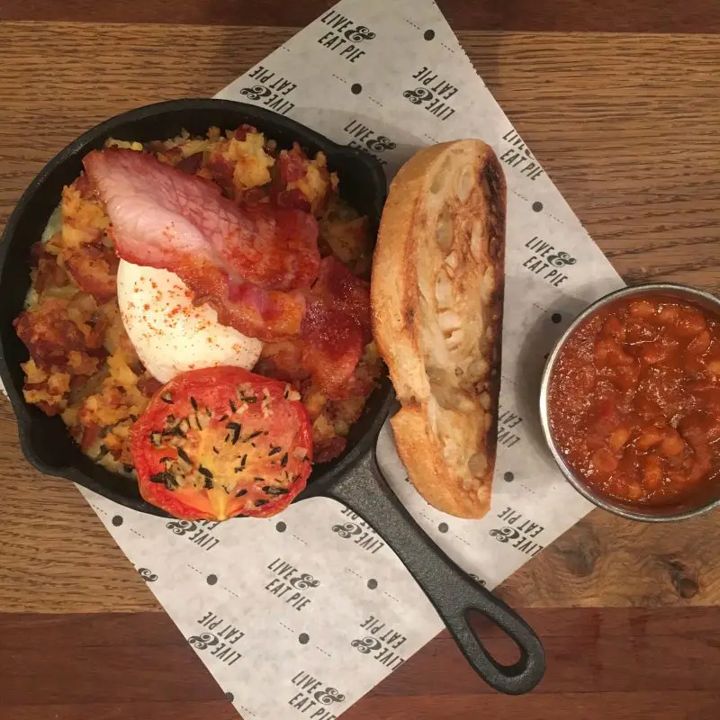 the brunch skillet at Pieminister in Stokes Croft, Bristol