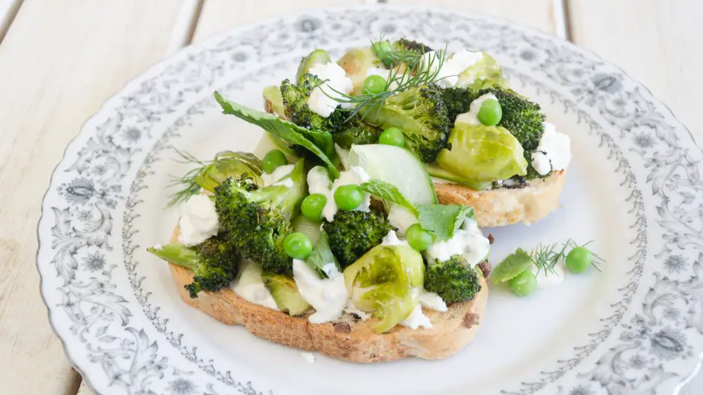 Roasted Greens with Goats' Cheese on Toast