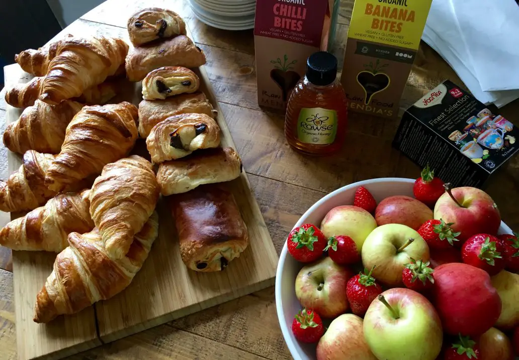 A delicious spread of organic breakfast items