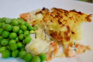 Fish pie and peas