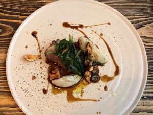 Salt marsh lamb, Jerusalem artichoke, clams, sea herbs