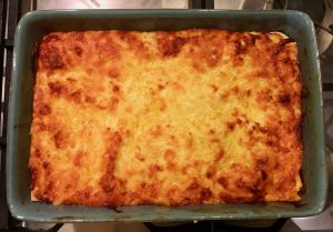 Lasagne fresh out of the oven