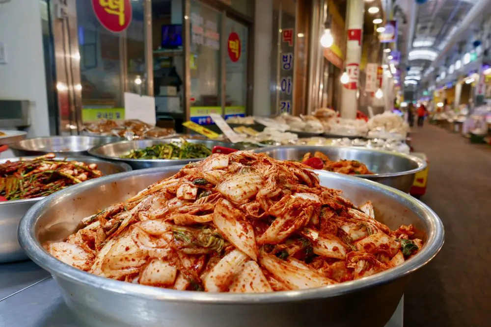 Kimchi stalls at silly market in Seoul