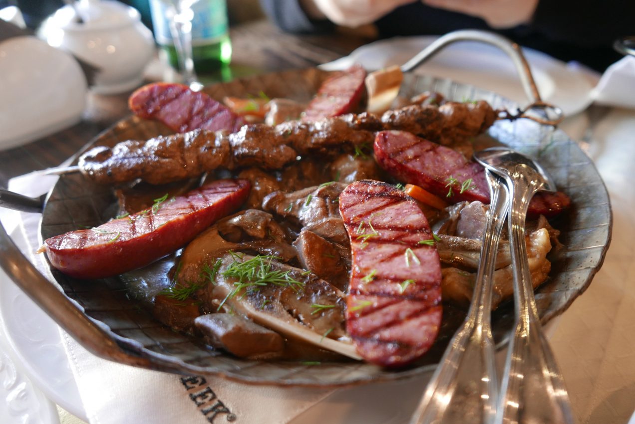 Game sharing plate at Medziotoju Uzeiga in Kaunas, Lithuania