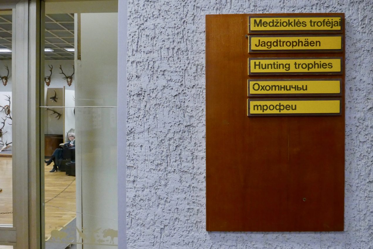 Old fashioned signs in the Taxidermy Museum in Kaunas, Lithuania