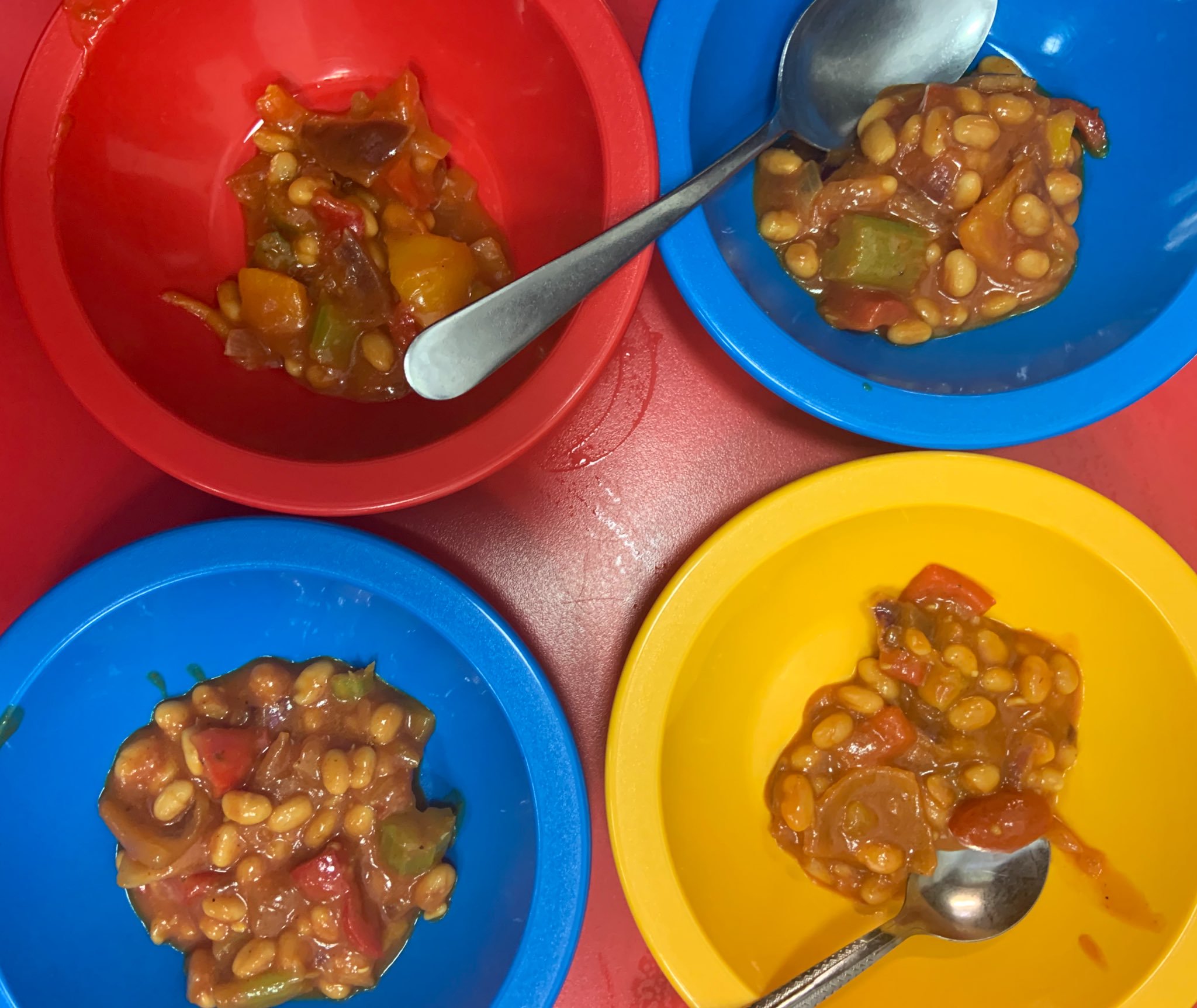 Kalpna Woolf's spicy beans, cooked with the children's help as part of Big Breakfast Week