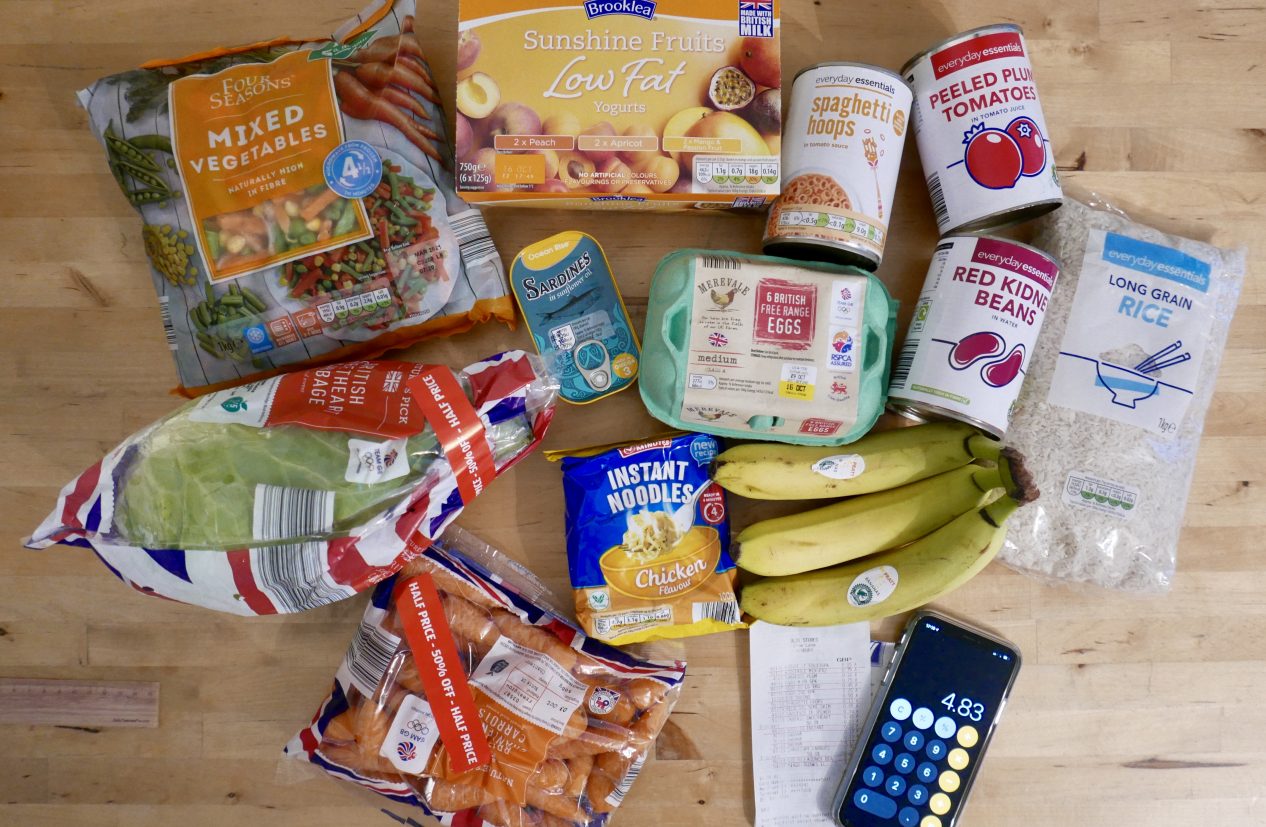 One week's food shopping for the live below the line challenge