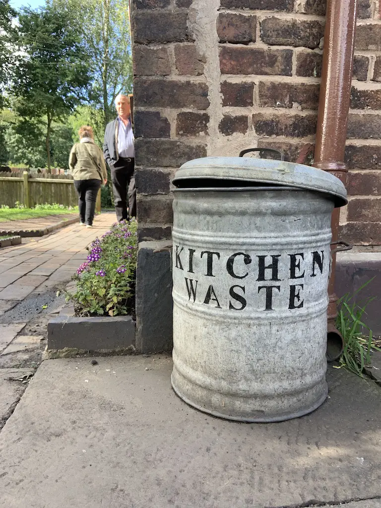 A kitchen waste bin at the Black Country Museum in the West Midlands