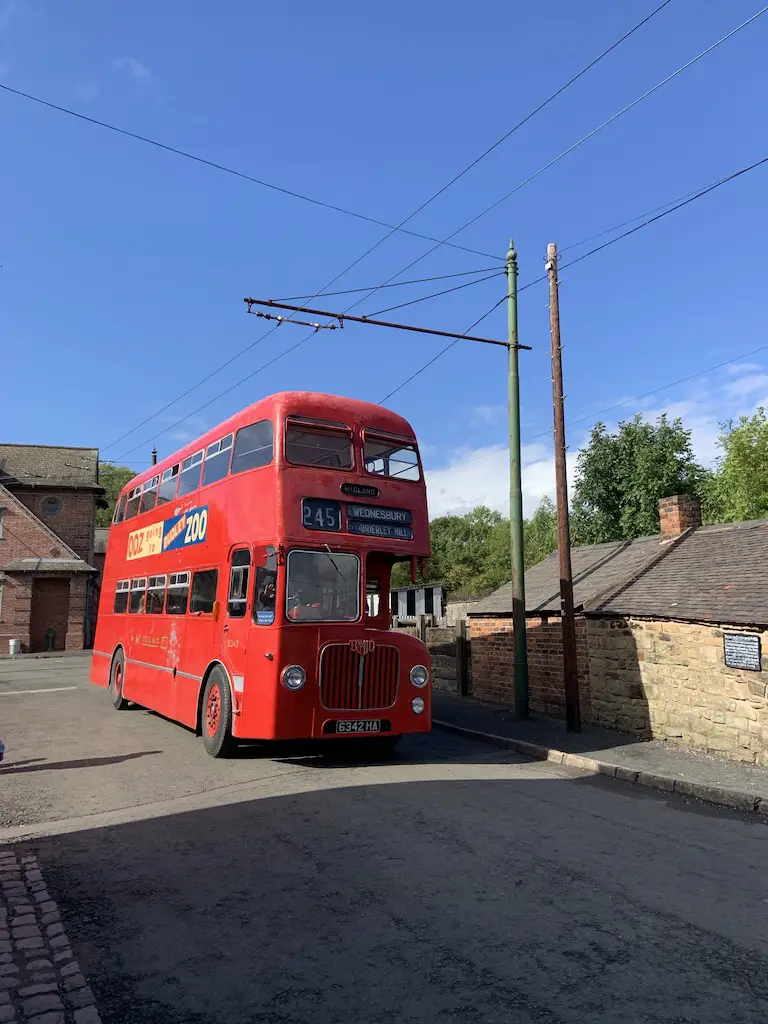 An old double decker bus at the Black Country Living Museum