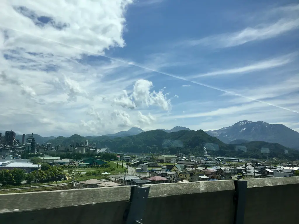 A view of ‎⁨Itoigawa⁩, ⁨Niigata⁩ from the Shinkansen in ⁨Japan⁩