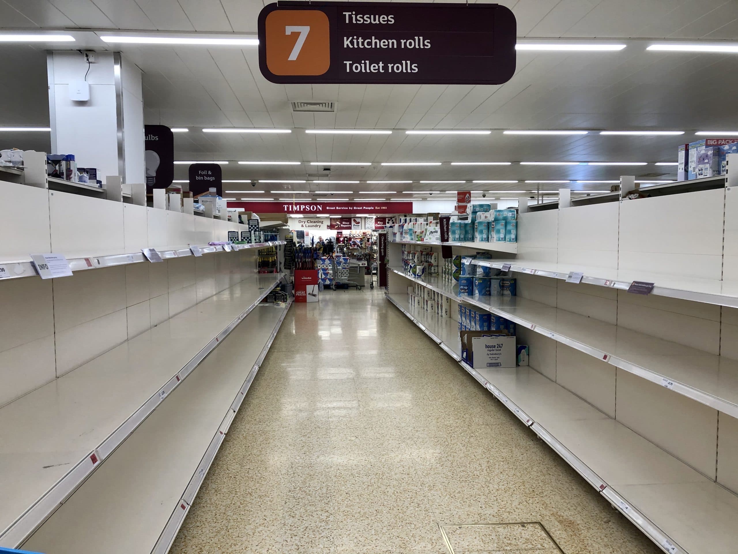 Empty supermarket shelves