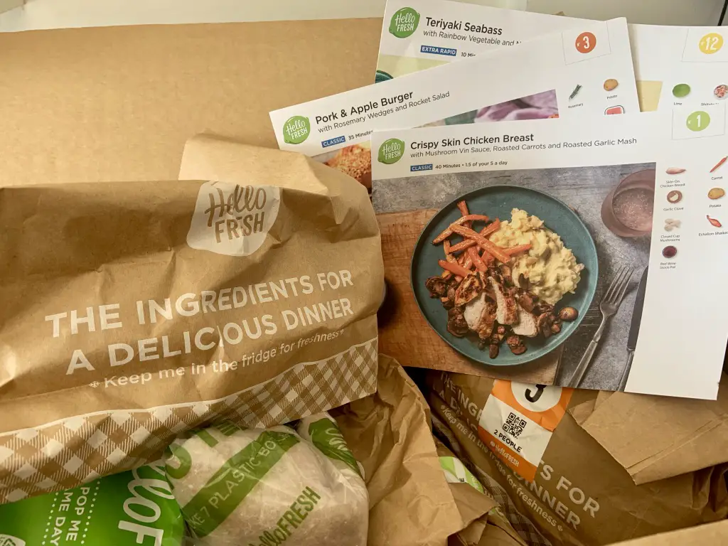 Inside a Hello Fresh recipe box