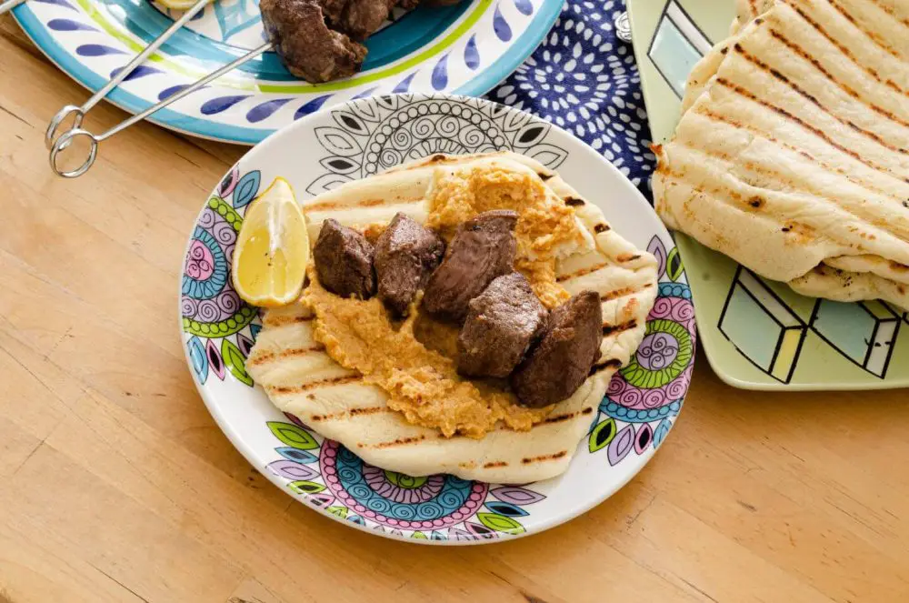 Lamb kebab with hot hummus