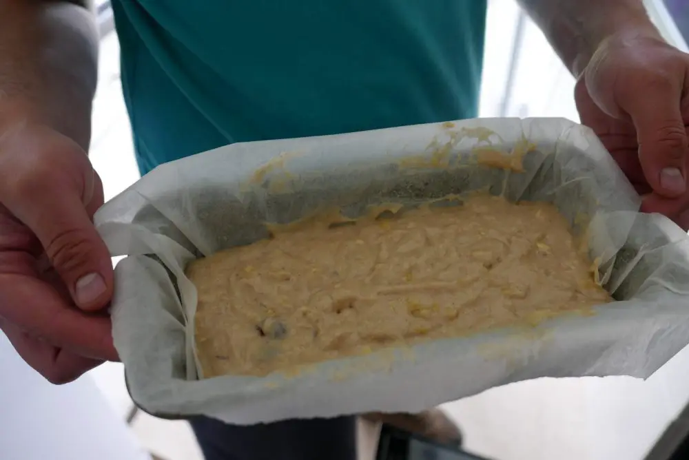 Banana bread ready to bake