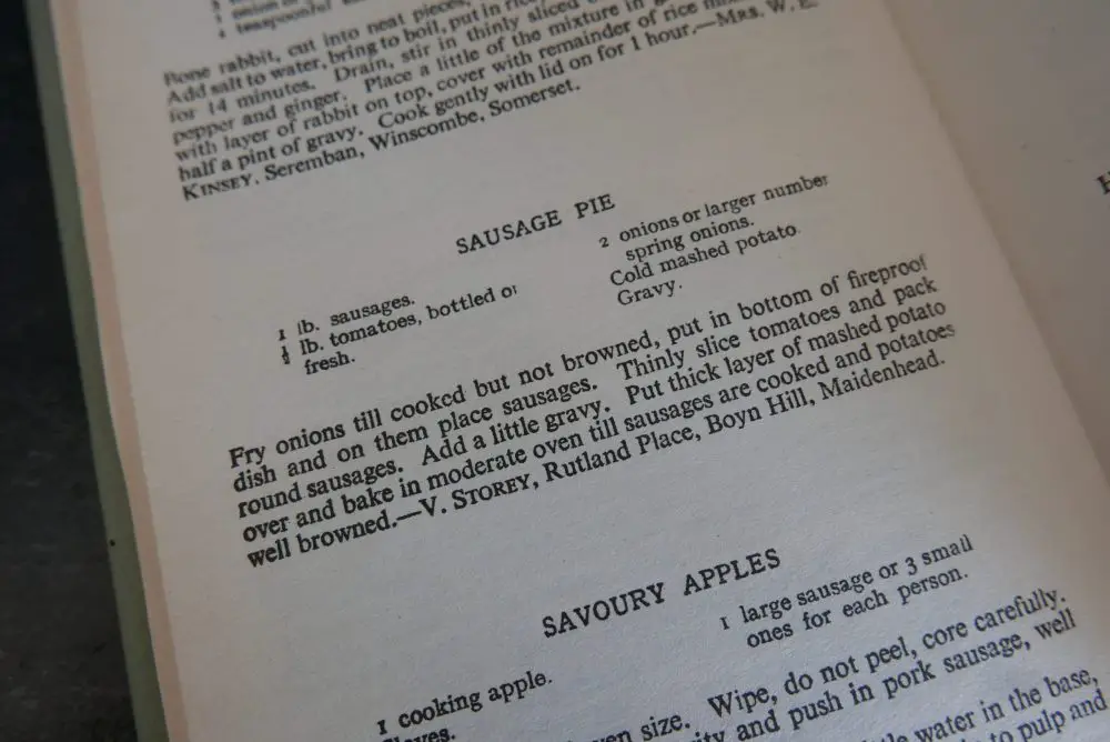 Wartime recipe for Sausage Pie