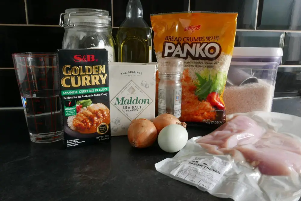 S&B Golden Curry mix and other ingredients for Chicken Katsu curry