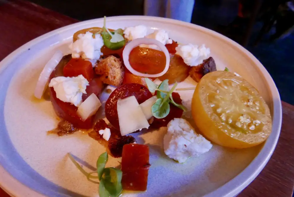 Heritage tomato and goats curd salad