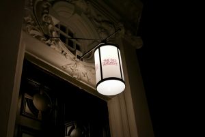 The lantern hanging over the doors at The Red Church in Bristol