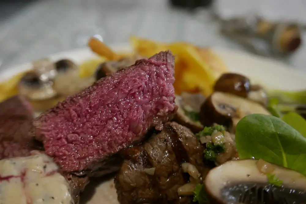 Rare rump steak