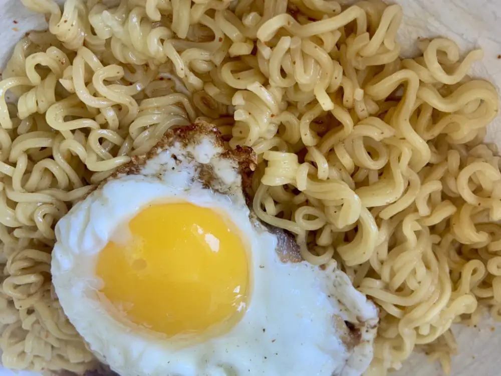 indomie nasi goreng noodles with a fried egg