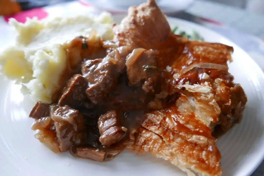 Steak and ale pie with creamy mash