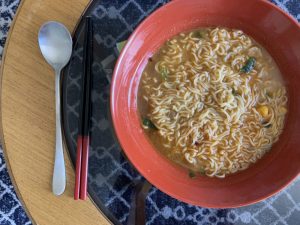 Master Kong braised pork rib noodles in a bowl